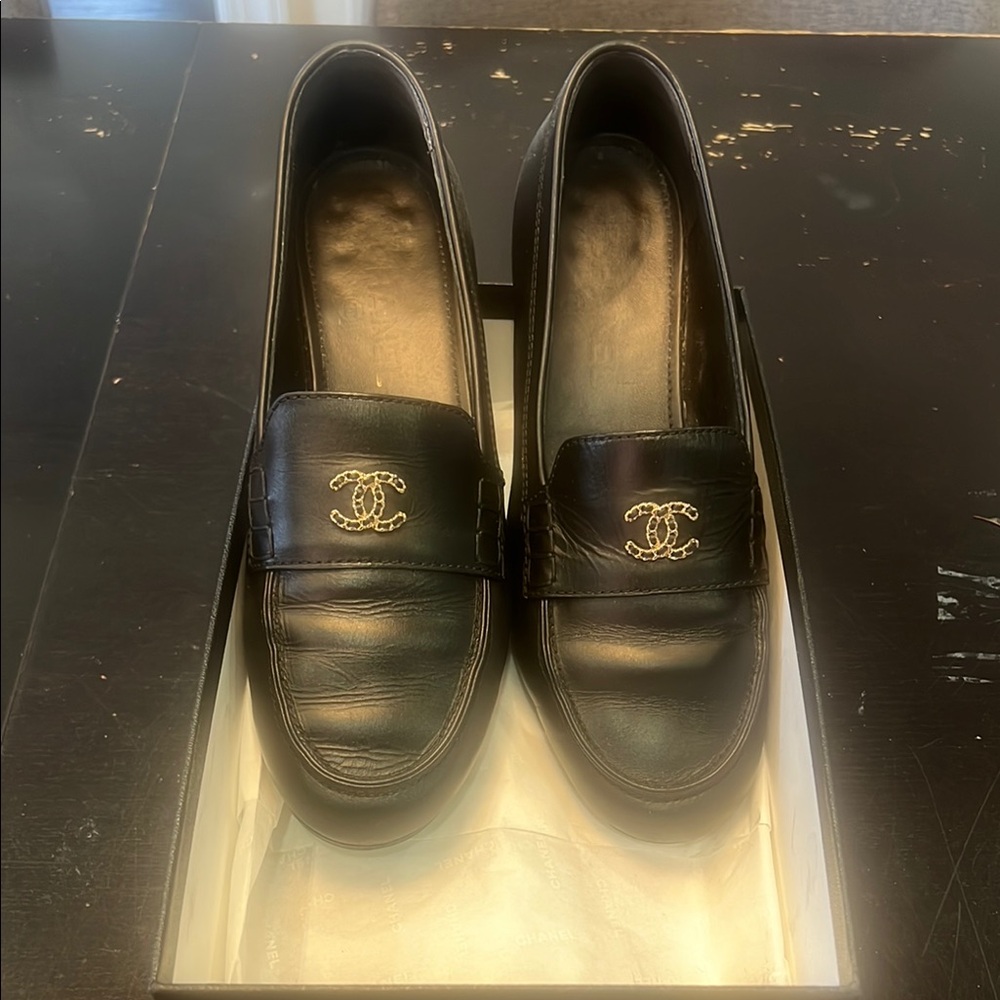 Chanel Black Leather Loafers for Women